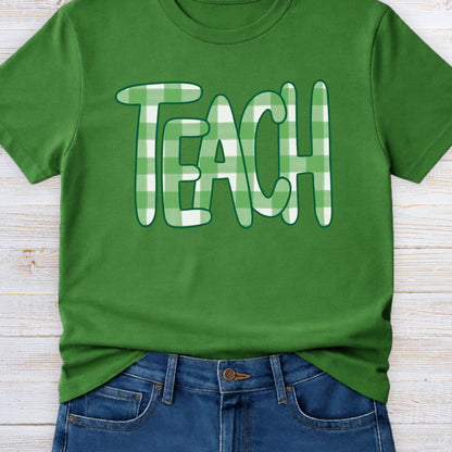 Teach Gingham Teacher T-Shirt - teachngear