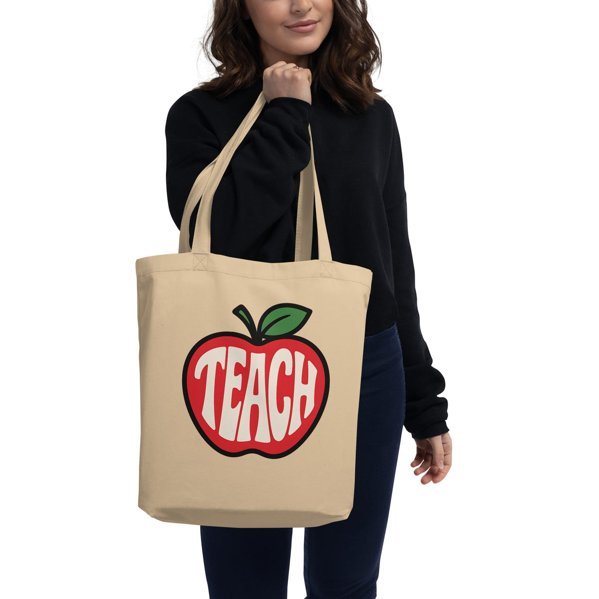 Teach in Apple Cotton Eco Teacher Tote - teachngear