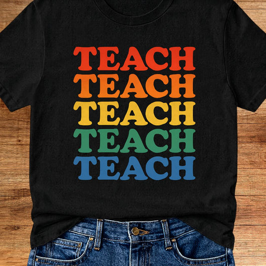 Teach Retro Colors Teacher T-Shirt - teachngear