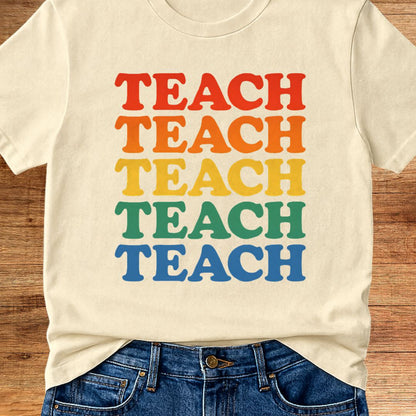 Teach Retro Colors Teacher T-Shirt - teachngear