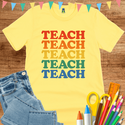 Teach Retro Colors Teacher T-Shirt - teachngear