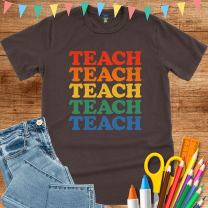 Teach Retro Colors Teacher T-Shirt - teachngear