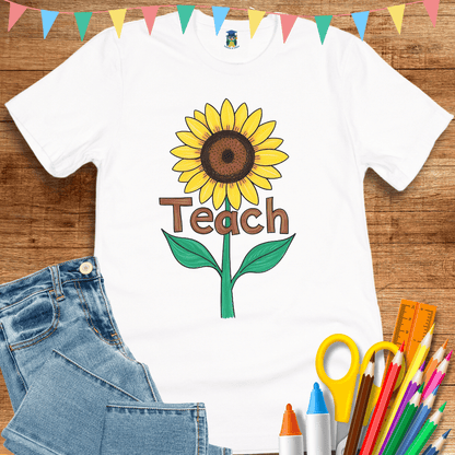 Teach Sunflower Teacher Shirt - teachngear