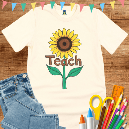Teach Sunflower Teacher Shirt - teachngear