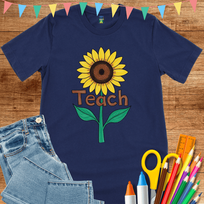 Teach Sunflower Teacher Shirt - teachngear