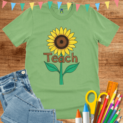 Teach Sunflower Teacher Shirt - teachngear