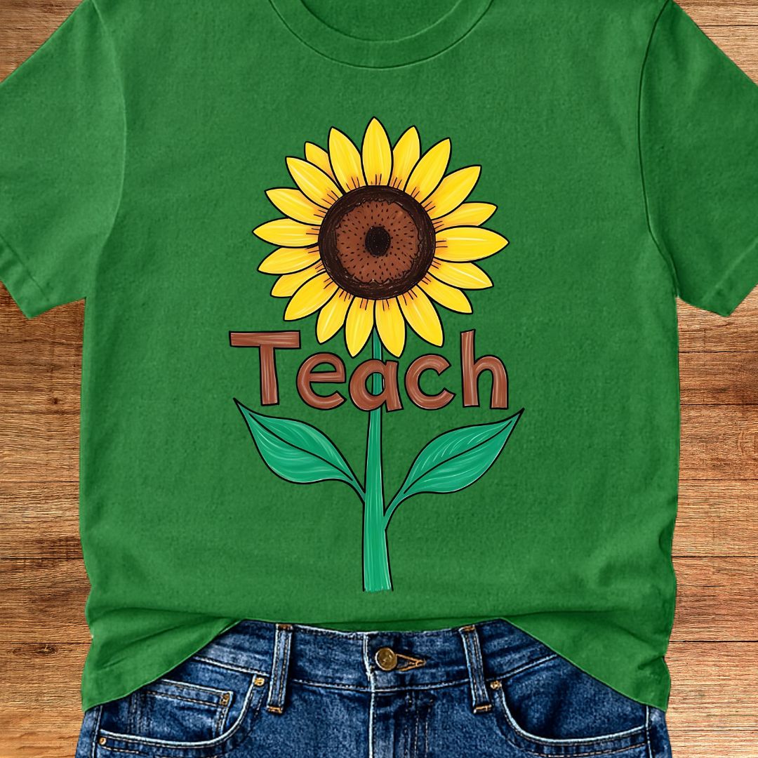 Teach Sunflower Teacher T-Shirt - teachngear