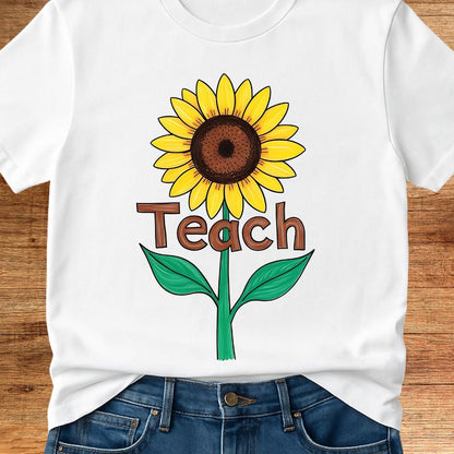 Teach Sunflower Teacher T-Shirt - teachngear