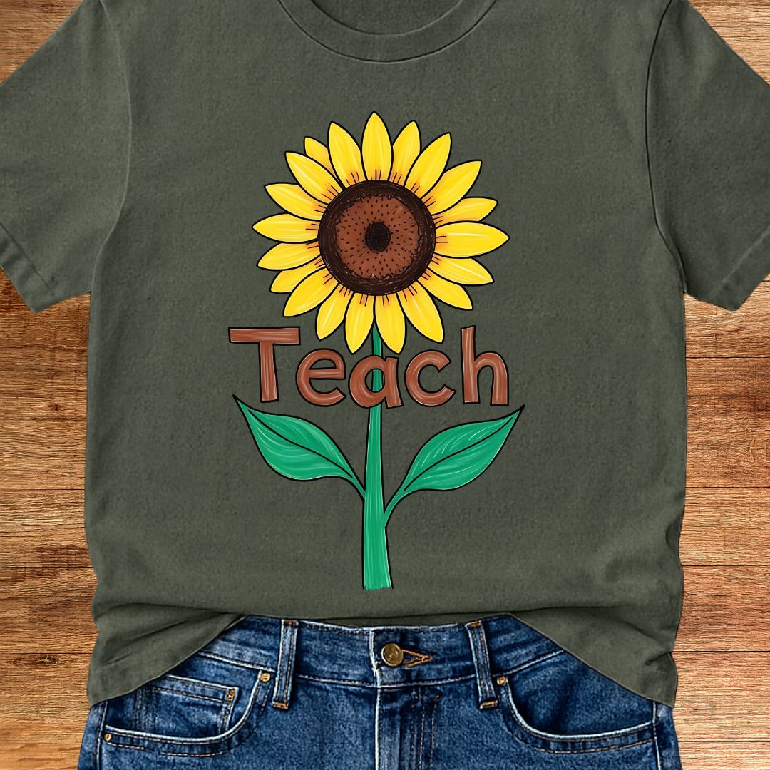 Teach Sunflower Teacher T-Shirt - teachngear