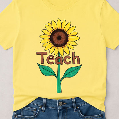 Teach Sunflower Teacher T-Shirt - teachngear