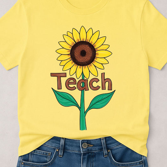 Teach Sunflower Teacher T-Shirt - teachngear
