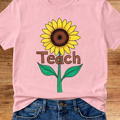 Teach Sunflower Teacher T-Shirt - teachngear