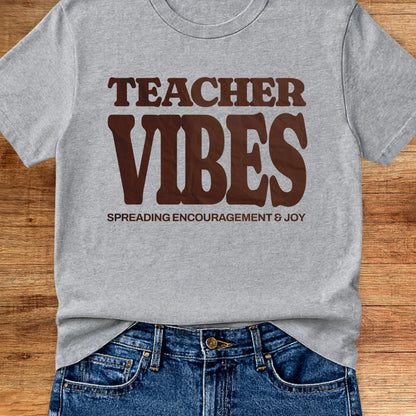 Teacher Vibes Teacher T-Shirt - teachngear