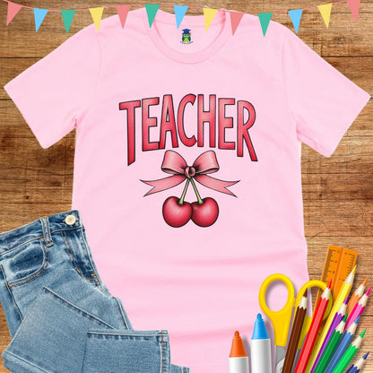 Teacher with Cherries Teacher T-Shirt - teachngear