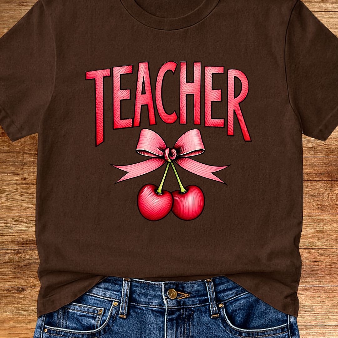 Teacher with Cherries Teacher T-Shirt - teachngear