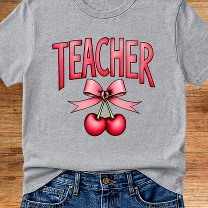 Teacher with Cherries Teacher T-Shirt - teachngear