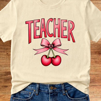 Teacher with Cherries Teacher T-Shirt - teachngear