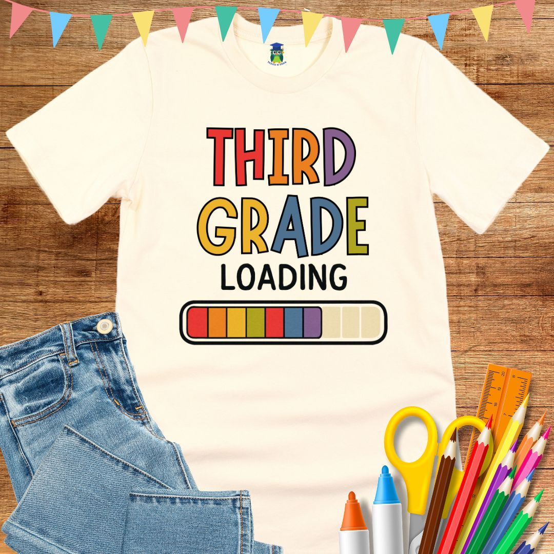Third Grade Loading Teacher T-Shirt - teachngear