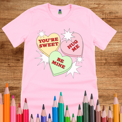 Valentines Candy Hearts Teacher T-Shirt - teachngear