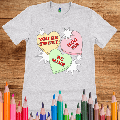 Valentines Candy Hearts Teacher T-Shirt - teachngear