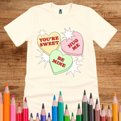 Valentines Candy Hearts Teacher T-Shirt - teachngear
