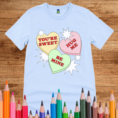 Valentines Candy Hearts Teacher T-Shirt - teachngear