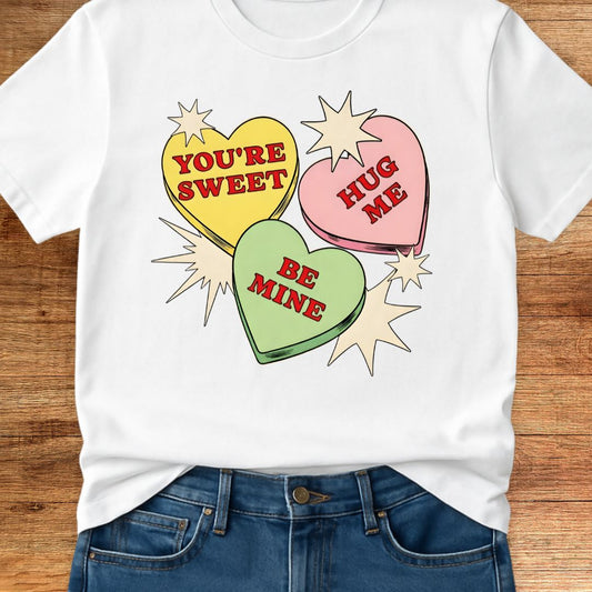 Valentines Candy Hearts Teacher T-Shirt - teachngear
