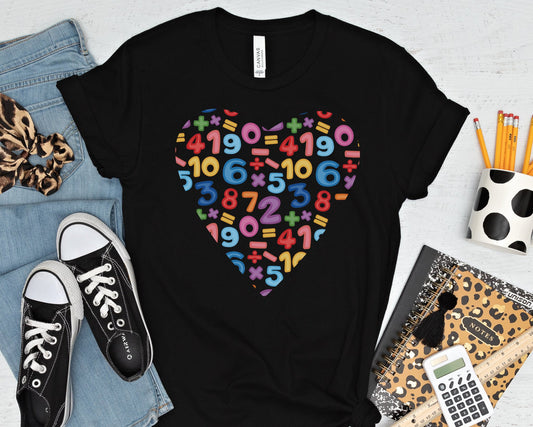 Numbers Heart Teacher Shirt - teachngear