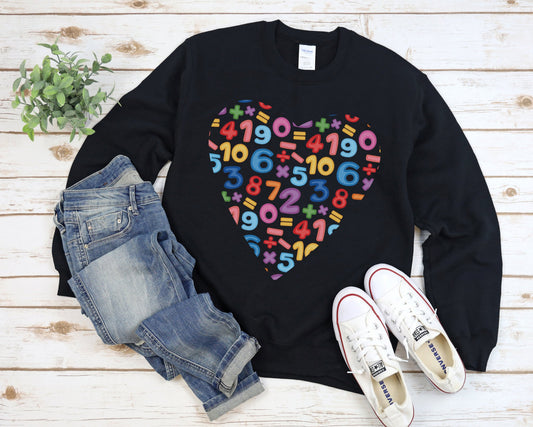 Numbers Heart Teacher Sweatshirt - teachngear