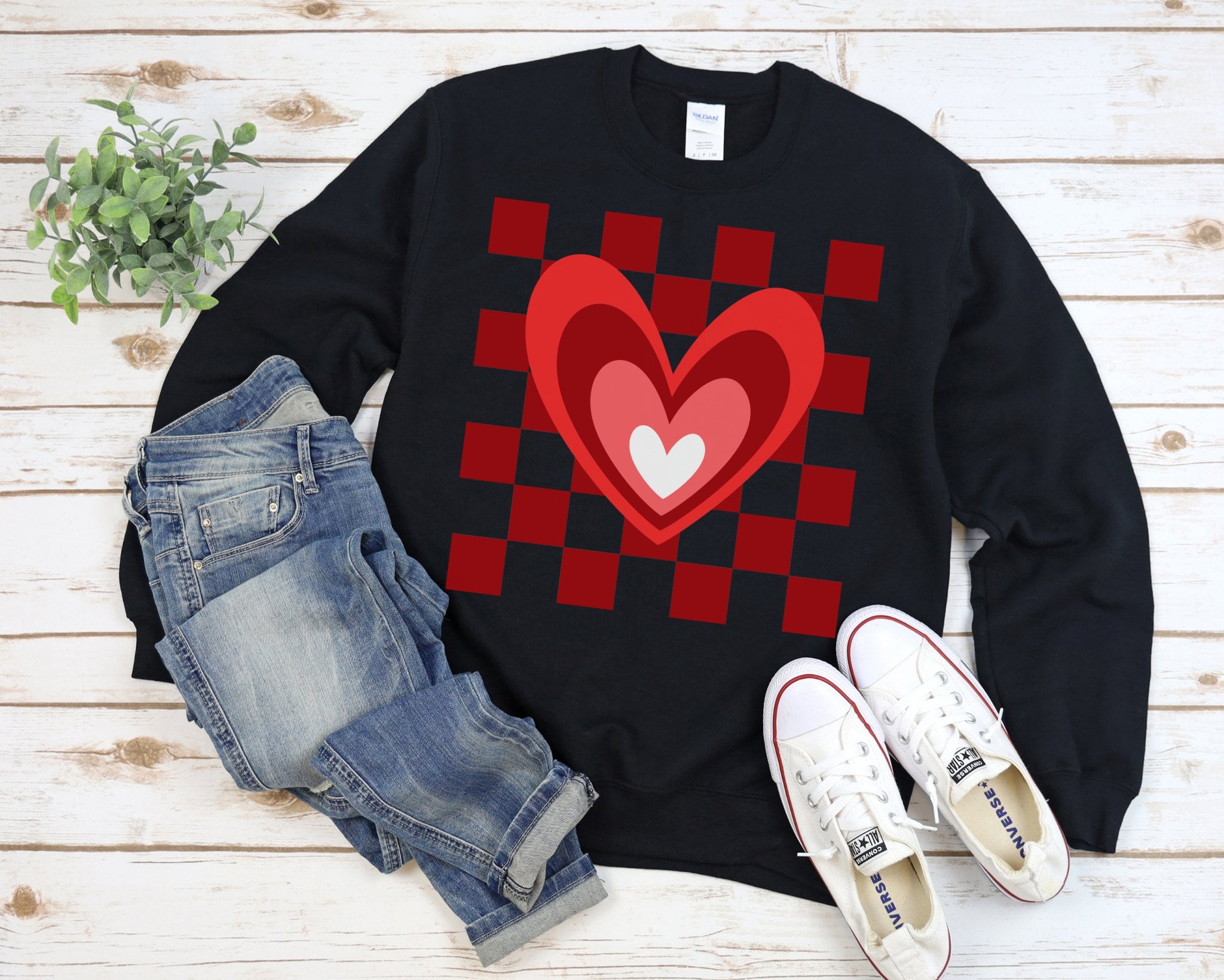 Red Love Heart Teacher Sweatshirt